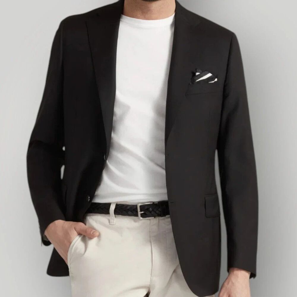 CALVIN KLEIN Mens Black Wool Blazer 38S Sport Coat 2-Button Jacket Slim fit NEW